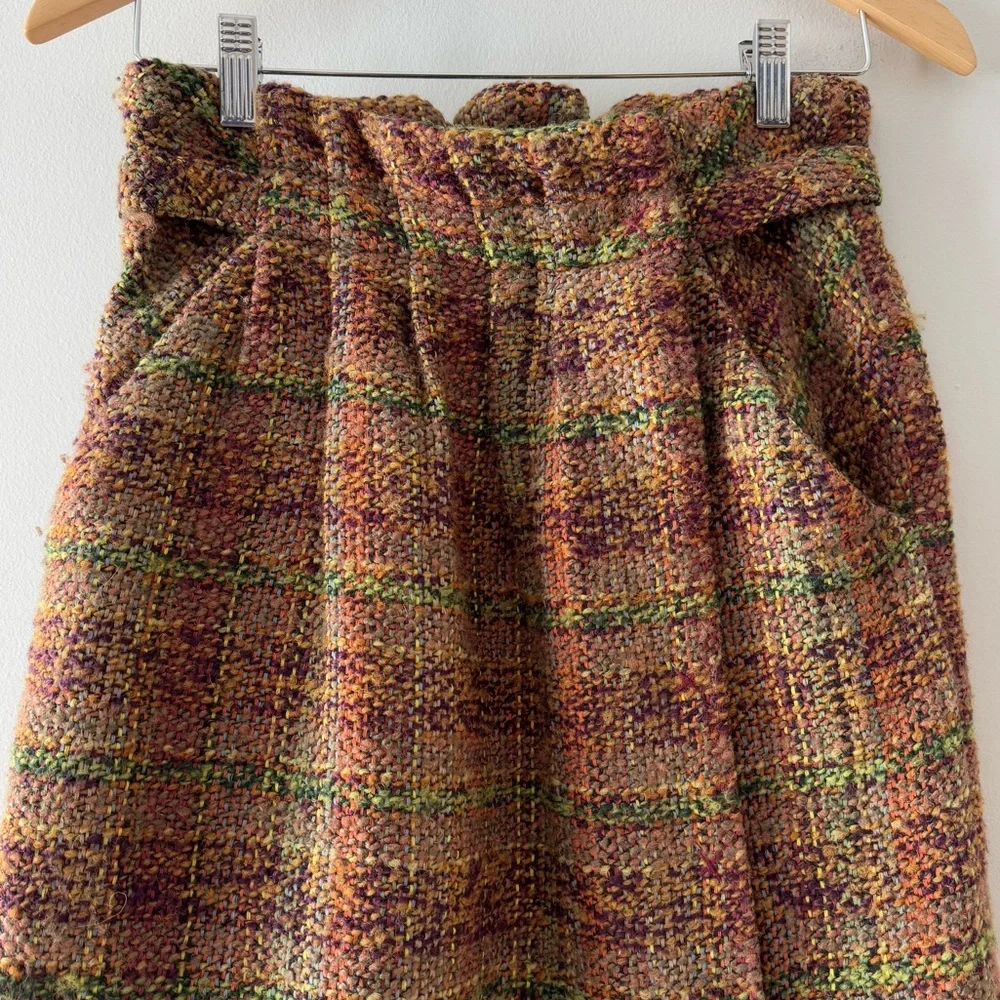 Anthropologie Odille Wool Blend Plaid Skirt, Sz 4, boucle, preppy classic office - Picture 5 of 13